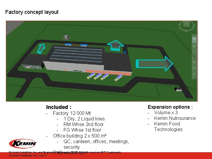 Factory concept layout Included : - Factory 12. 000 Mt - 1 Dry, 2