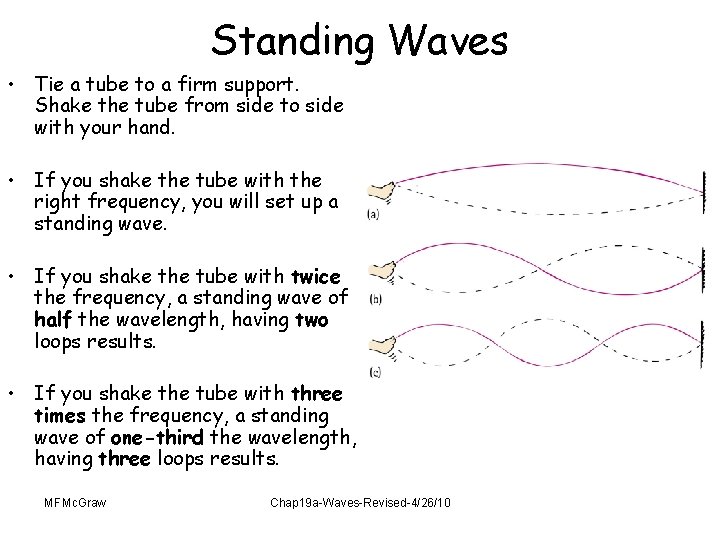 Standing Waves • Tie a tube to a firm support. Shake the tube from