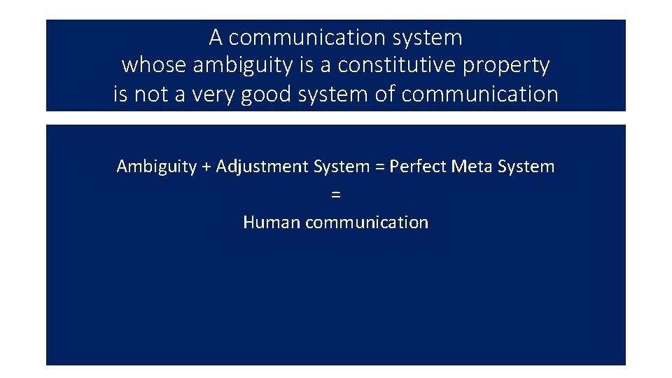 A communication system whose ambiguity is a constitutive property is not a very good