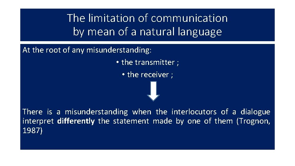 The limitation of communication by mean of a natural language At the root of