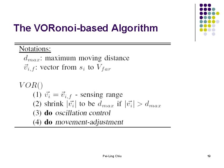 The VORonoi-based Algorithm Pei-Ling Chiu 19 