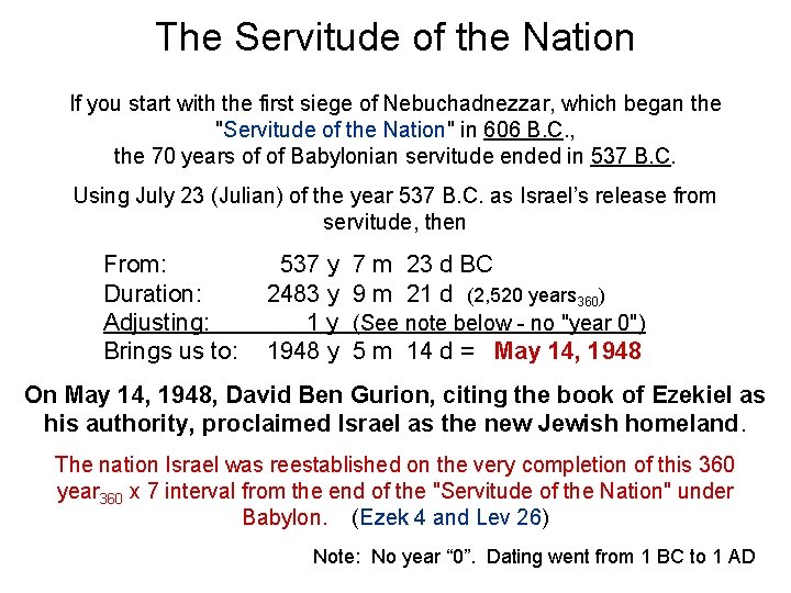 The Servitude of the Nation If you start with the first siege of Nebuchadnezzar,