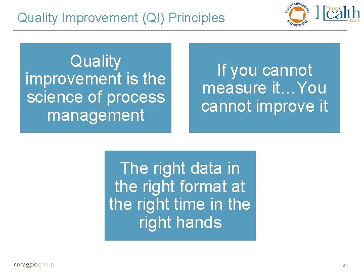 Quality Improvement (QI) Principles Quality improvement is the science of process management If you