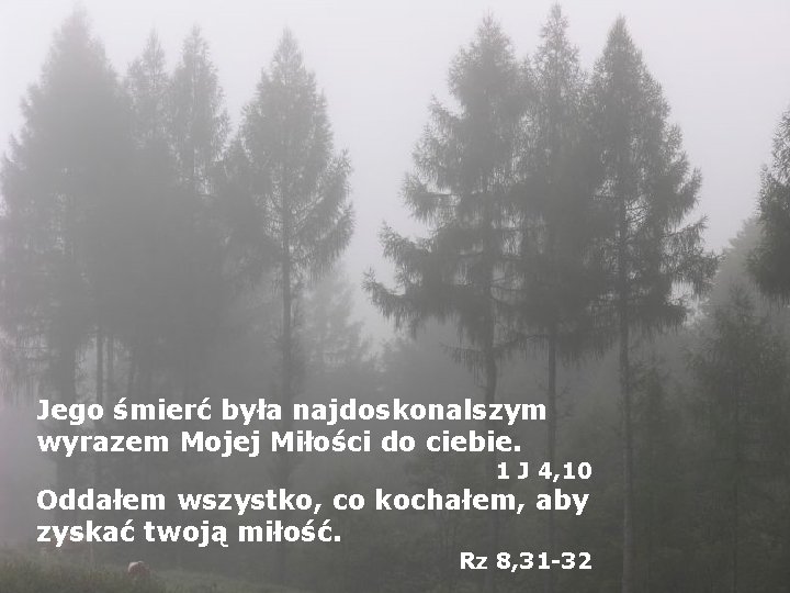 Jego śmierć była najdoskonalszym wyrazem Mojej Miłości do ciebie. 1 J 4, 10 Oddałem