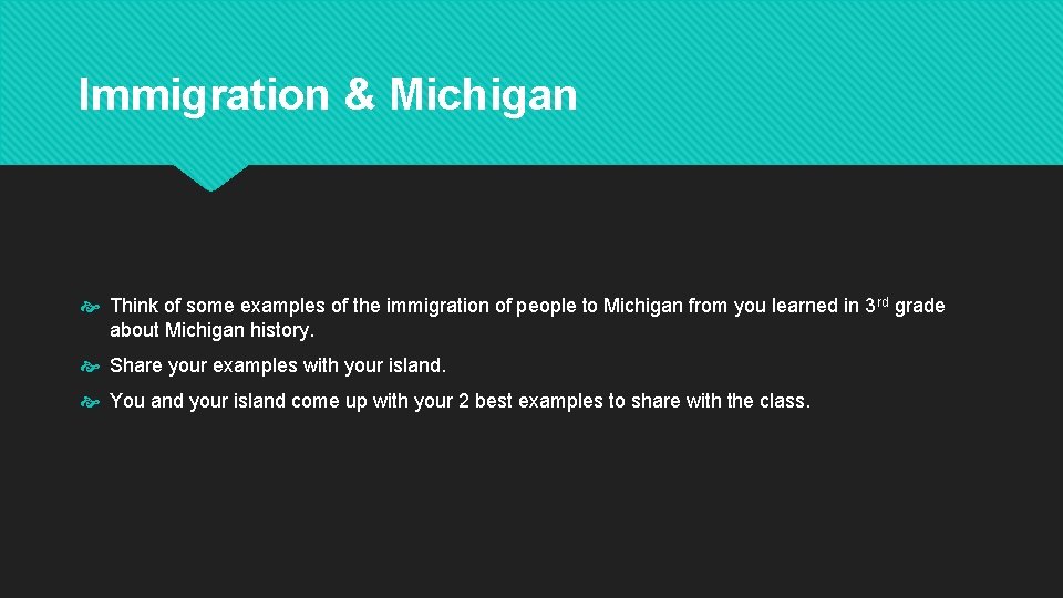 Immigration & Michigan Think of some examples of the immigration of people to Michigan