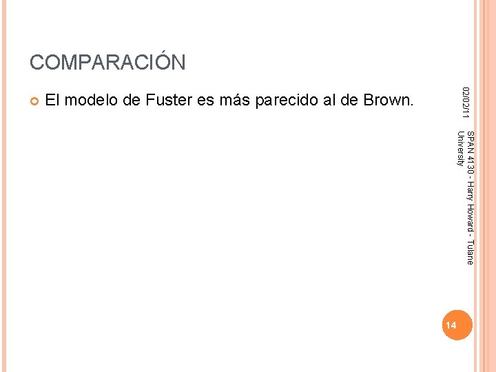 COMPARACIÓN 02/02/11 El modelo de Fuster es más parecido al de Brown. SPAN 4130