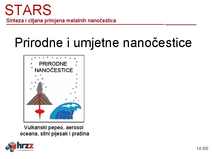 STARS Sinteza i ciljana primjena metalnih nanočestica Prirodne i umjetne nanočestice PRIRODNE NANOČESTICE Vulkanski