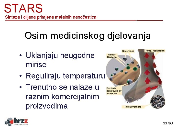 STARS Sinteza i ciljana primjena metalnih nanočestica Osim medicinskog djelovanja • Uklanjaju neugodne mirise