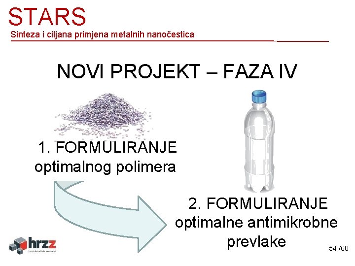 STARS Sinteza i ciljana primjena metalnih nanočestica NOVI PROJEKT – FAZA IV 1. FORMULIRANJE