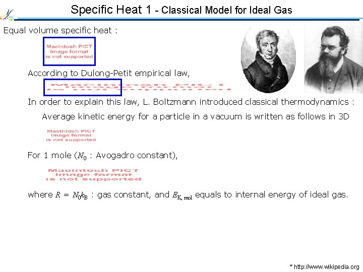 Specific Heat 1 - Classical Model for Ideal Gas Equal volume specific heat :