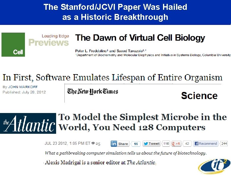 The Stanford/JCVI Paper Was Hailed as a Historic Breakthrough 