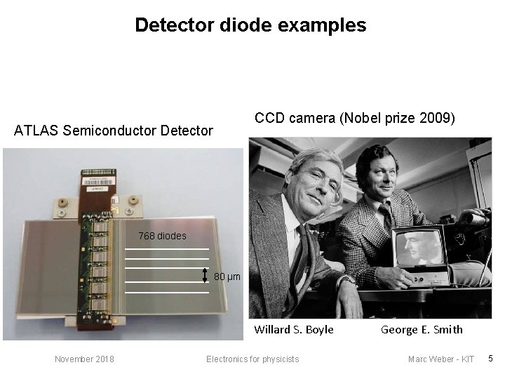 Detector diode examples CCD camera (Nobel prize 2009) ATLAS Semiconductor Detector 768 diodes 80