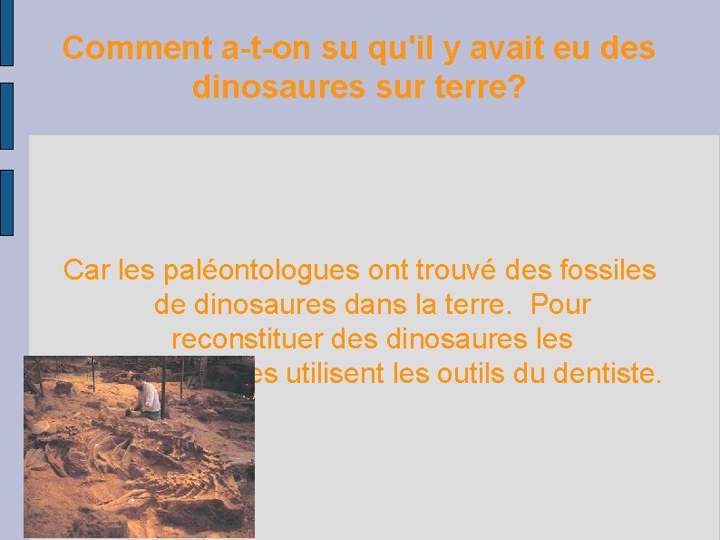 Comment a-t-on su qu'il y avait eu des dinosaures sur terre? Car les paléontologues