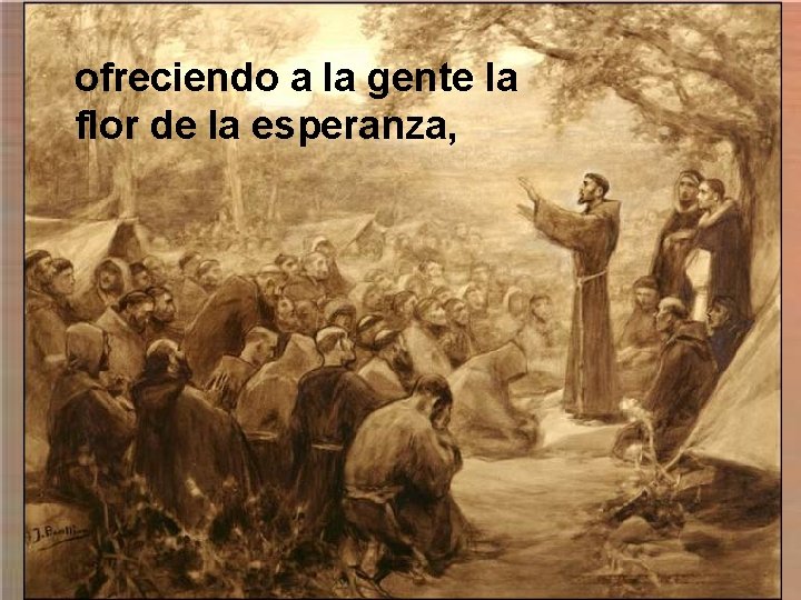 ofreciendo a la gente la flor de la esperanza, 