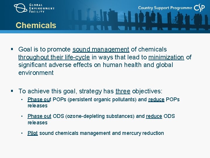 Chemicals § Goal is to promote sound management of chemicals throughout their life-cycle in