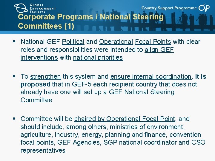 Corporate Programs / National Steering Committees (1) § National GEF Political and Operational Focal