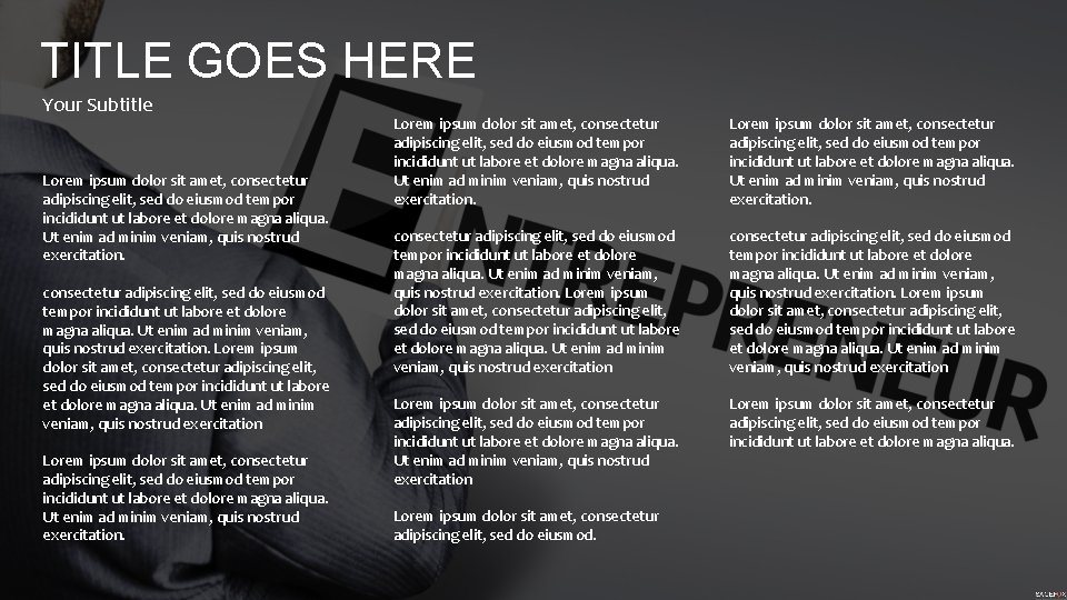 TITLE GOES HERE Your Subtitle Lorem ipsum dolor sit amet, consectetur adipiscing elit, sed