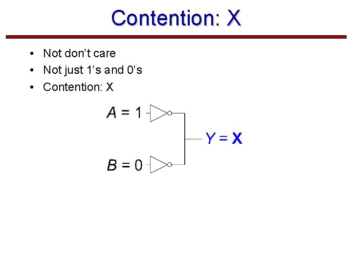 Contention: X • Not don’t care • Not just 1’s and 0’s • Contention: Contention: X • Not don’t care • Not just 1’s and 0’s • Contention: