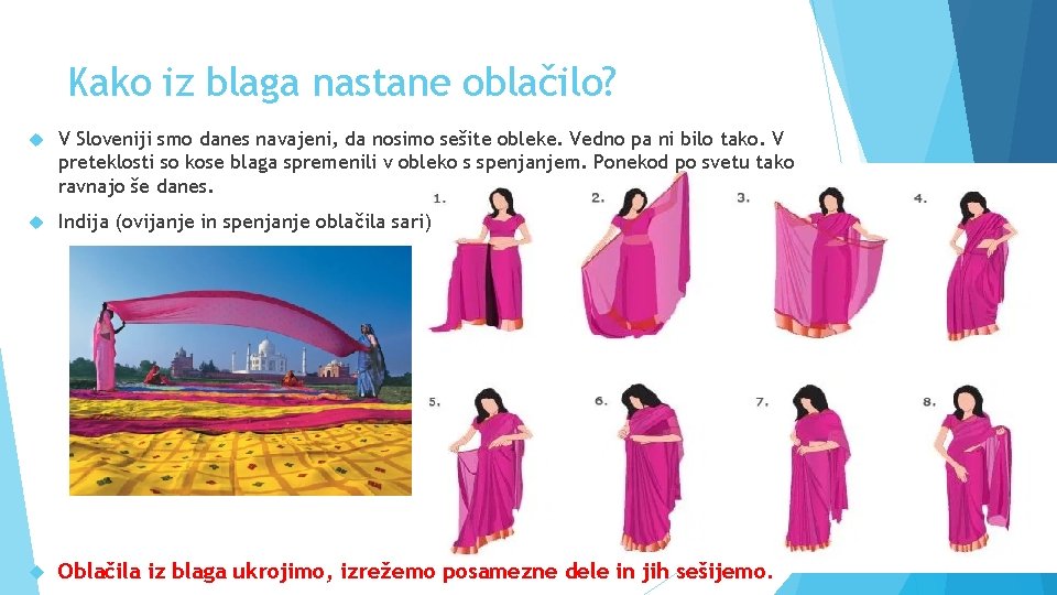 Kako iz blaga nastane oblačilo? V Sloveniji smo danes navajeni, da nosimo sešite obleke.