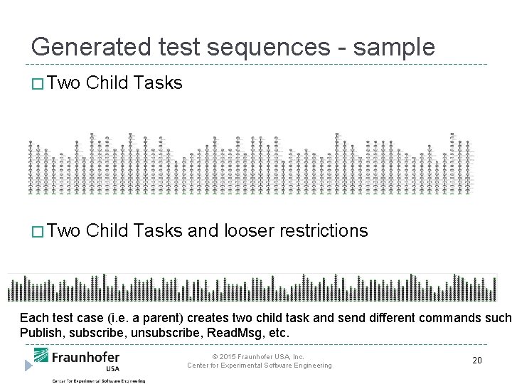 Generated test sequences - sample � Two Child Tasks and looser restrictions Each test