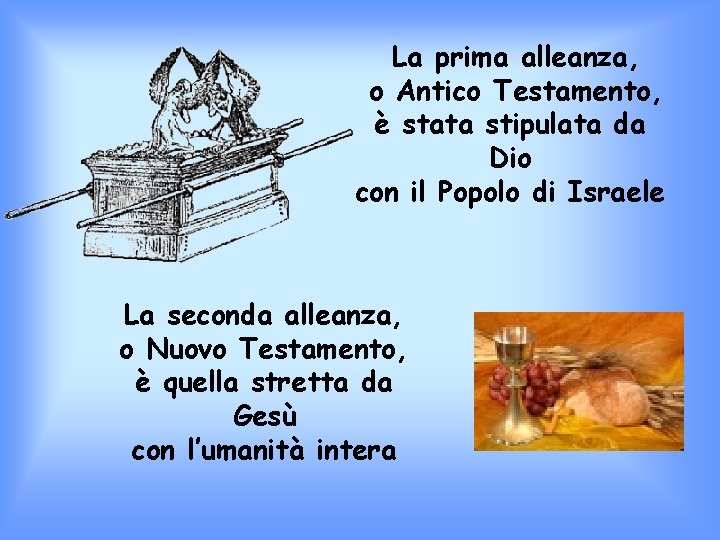 La prima alleanza, o Antico Testamento, è stata stipulata da Dio con il Popolo