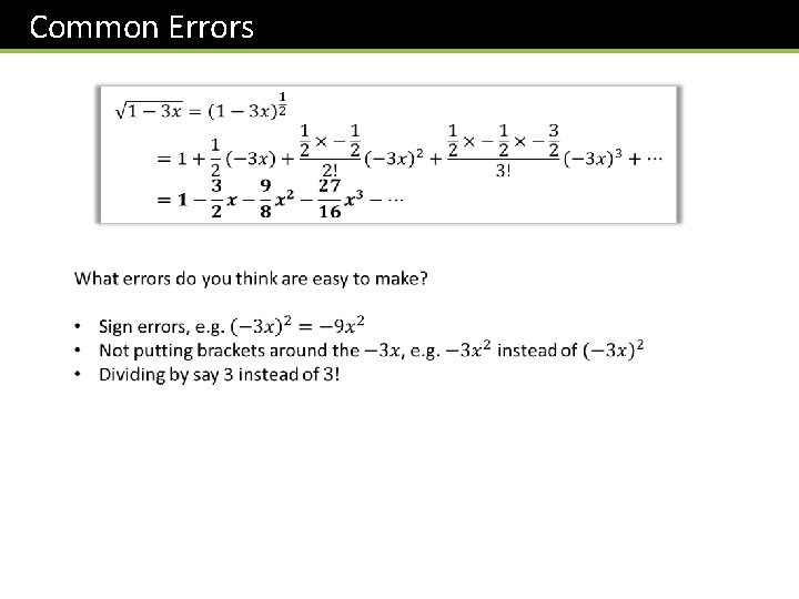 Common Errors 