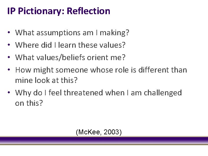 IP Pictionary: Reflection What assumptions am I making? Where did I learn these values?