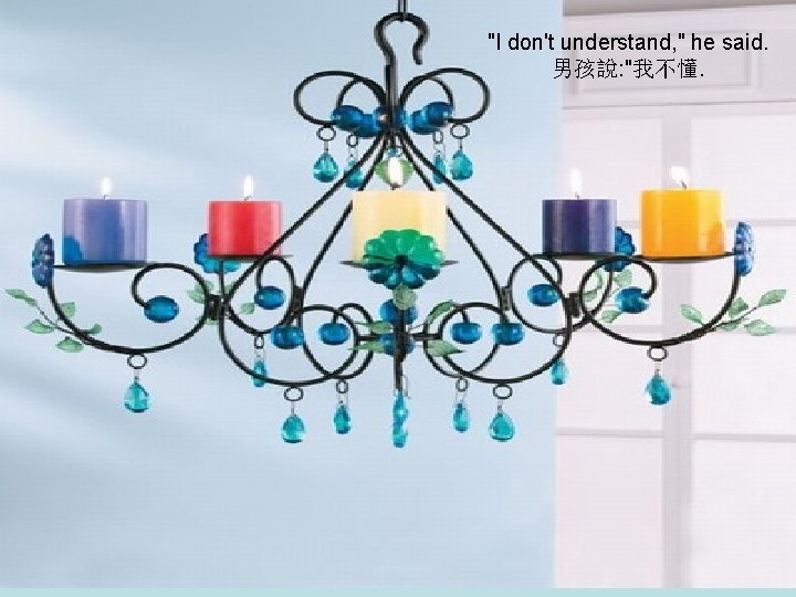 "I don't understand, " he said. 男孩說: "我不懂. 