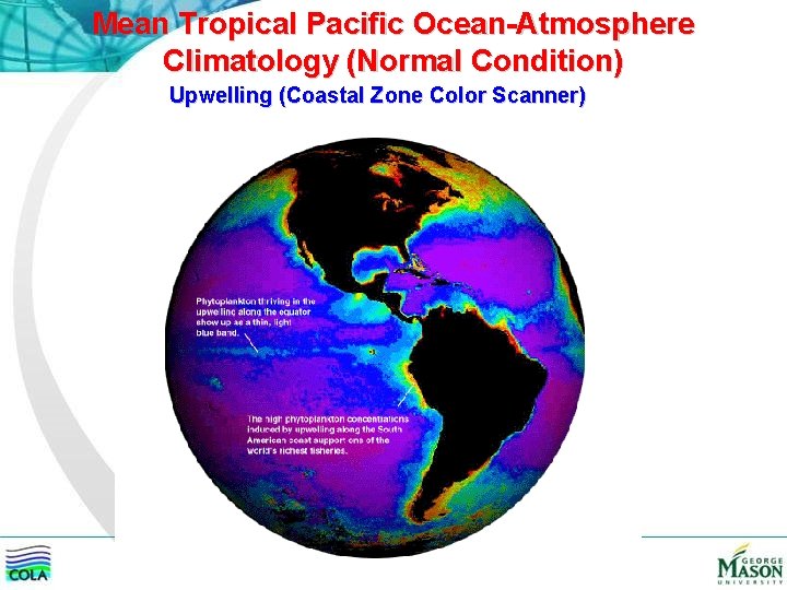 Mean Tropical Pacific Ocean-Atmosphere Climatology (Normal Condition) Upwelling (Coastal Zone Color Scanner) 