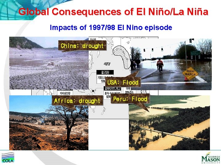 Global Consequences of El Niño/La Niña Impacts of 1997/98 El Nino episode China: drought