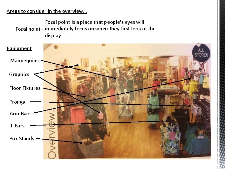 Areas to consider in the overview… Focal point is a place that people's eyes
