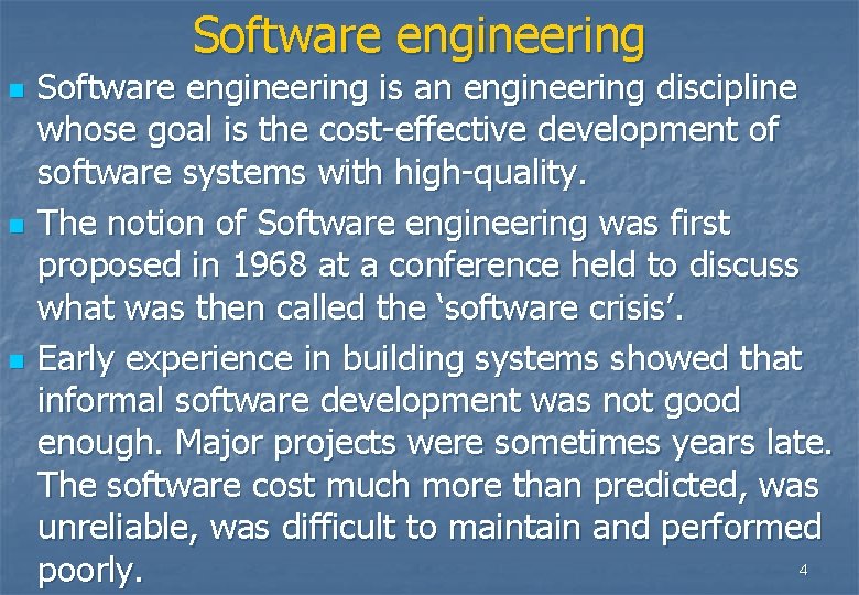 Software engineering n n n Software engineering is an engineering discipline whose goal is Software engineering n n n Software engineering is an engineering discipline whose goal is