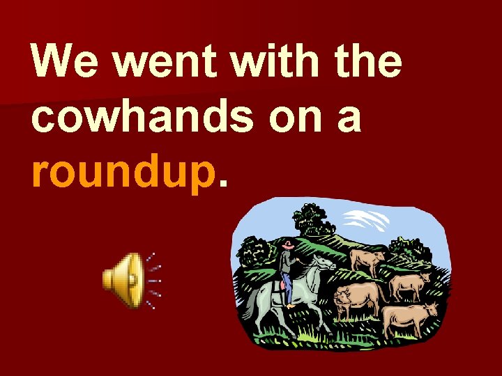 We went with the cowhands on a roundup. 