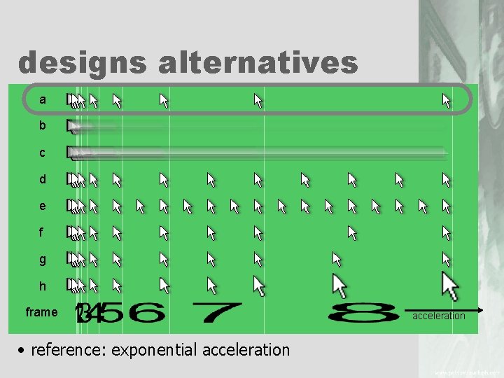 designs alternatives a b c d e f g h frame • reference: exponential