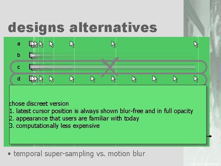 designs alternatives a b c d e f discreet version chose 1. latest cursor