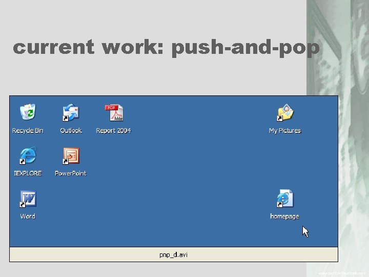 current work: push-and-pop 