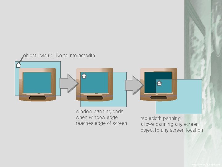 object I would like to interact with window panning ends when window edge reaches