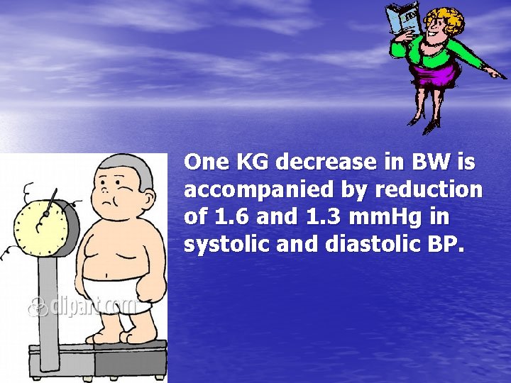 One KG decrease in BW is accompanied by reduction of 1. 6 and 1.