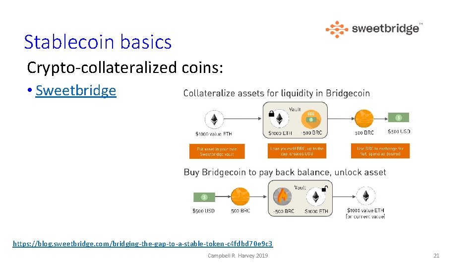 Stablecoin basics Crypto-collateralized coins: • Sweetbridge https: //blog. sweetbridge. com/bridging-the-gap-to-a-stable-token-c 4 fdbd 70 e