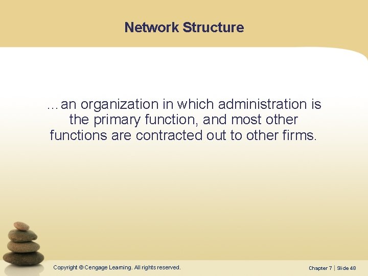 Network Structure …an organization in which administration is the primary function, and most other