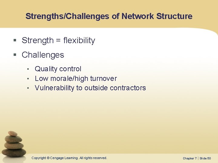 Strengths/Challenges of Network Structure § Strength = flexibility § Challenges • Quality control •