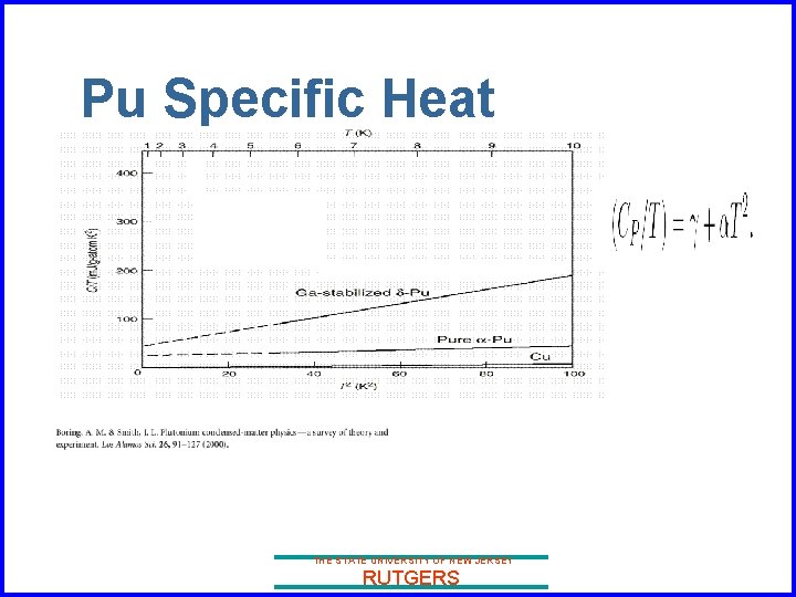 Pu Specific Heat THE STATE UNIVERSITY OF NEW JERSEY RUTGERS 