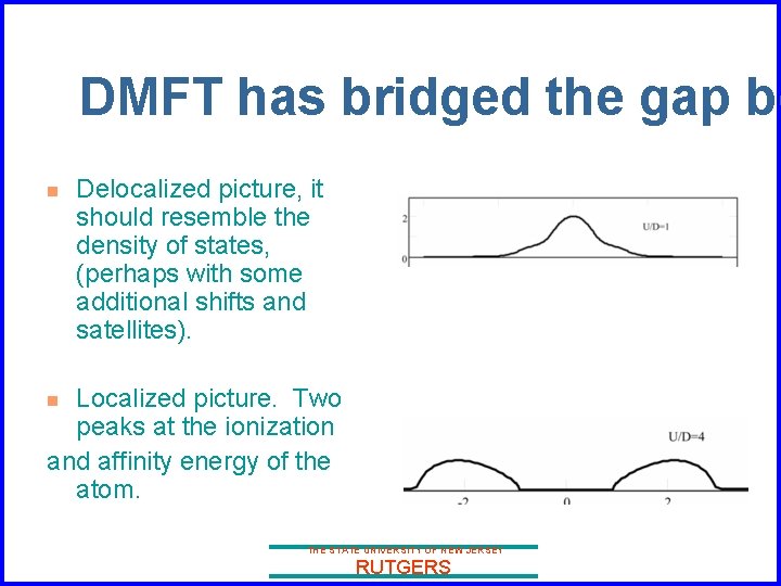 DMFT has bridged the gap be n Delocalized picture, it should resemble the density