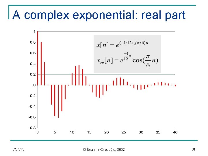 A complex exponential: real part CS 515 © İbrahim Körpeoğlu, 2002 31 