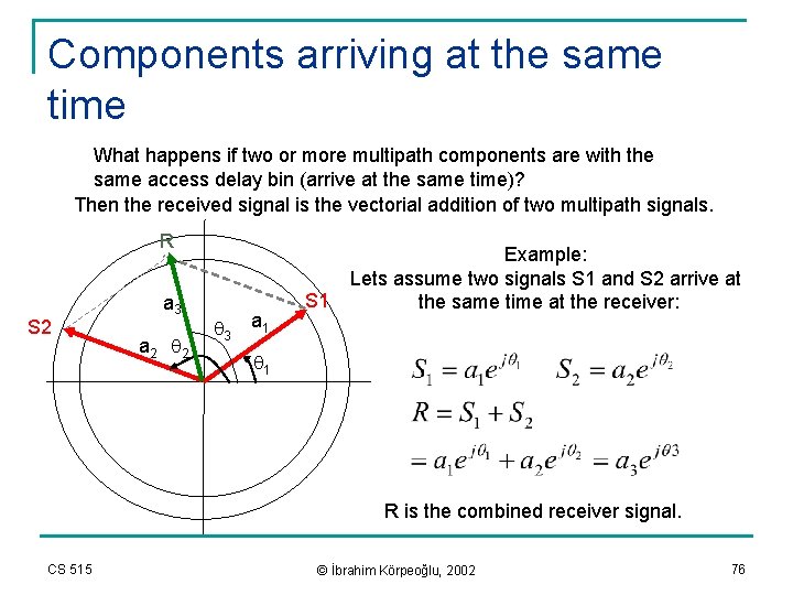 Components arriving at the same time What happens if two or more multipath components