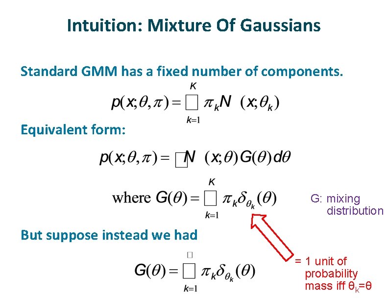 Intuition: Mixture Of Gaussians ü ü Standard GMM has a fixed number of components.