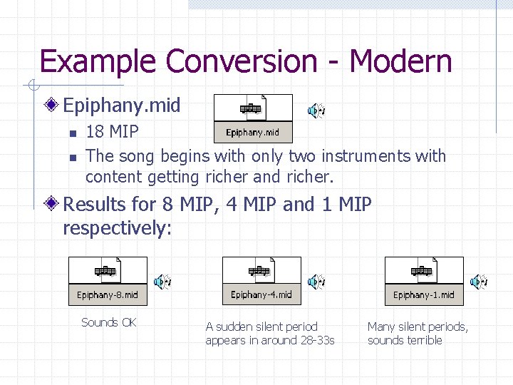 Example Conversion - Modern Epiphany. mid n n 18 MIP The song begins with