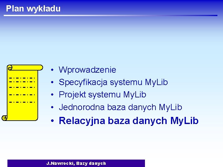 Plan wykładu • • Wprowadzenie Specyfikacja systemu My. Lib Projekt systemu My. Lib Jednorodna