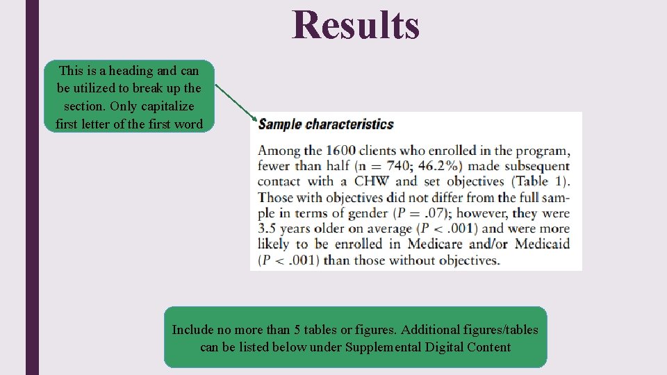 Results This is a heading and can be utilized to break up the section.