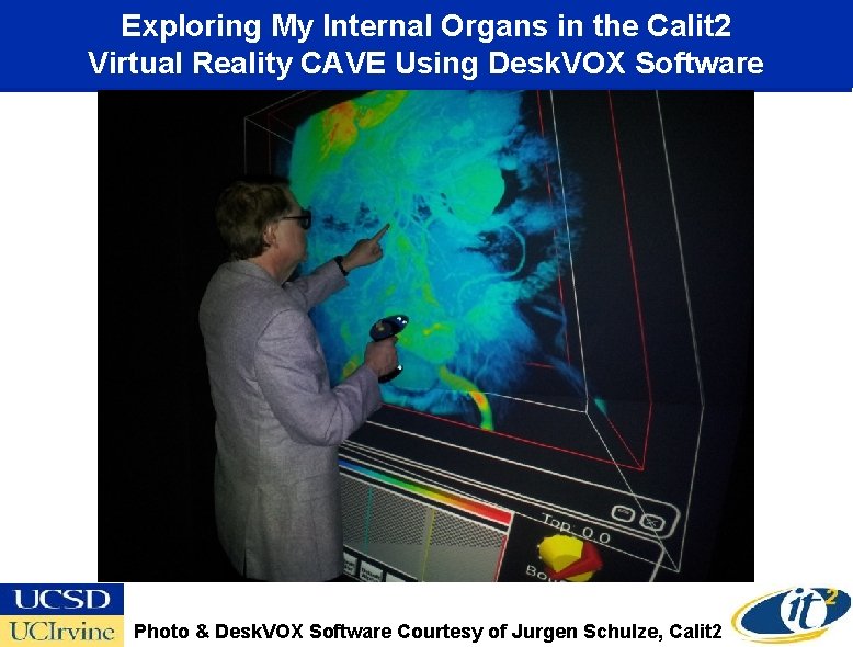 Exploring My Internal Organs in the Calit 2 Virtual Reality CAVE Using Desk. VOX
